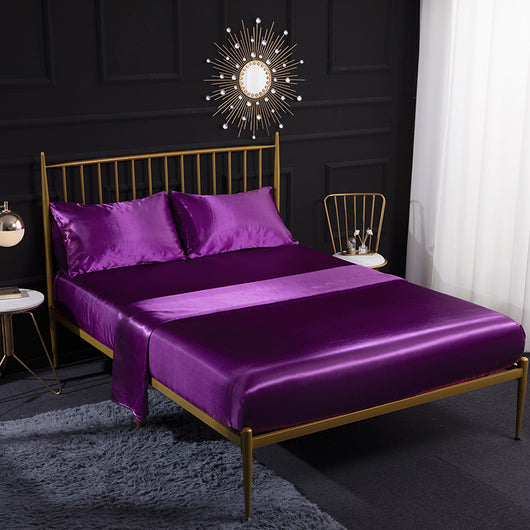 Juego de Sábanas de Seda Ice Silk con Funda de Almohada Satinada - Image 14