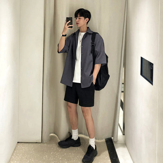 Camisa Manga Corta Estilo Coreano Trendy - Chaqueta Casual Hong Kong - Image 8