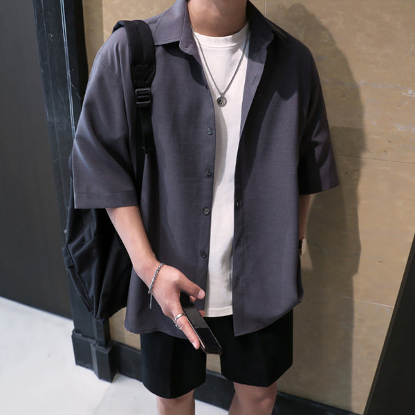 Camisa Manga Corta Estilo Coreano Trendy - Chaqueta Casual Hong Kong