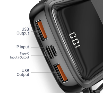 Banco de Energía Portátil con Pantalla Digital - Carga Rápida 3A USB-C para iPhone y Android - Image 5