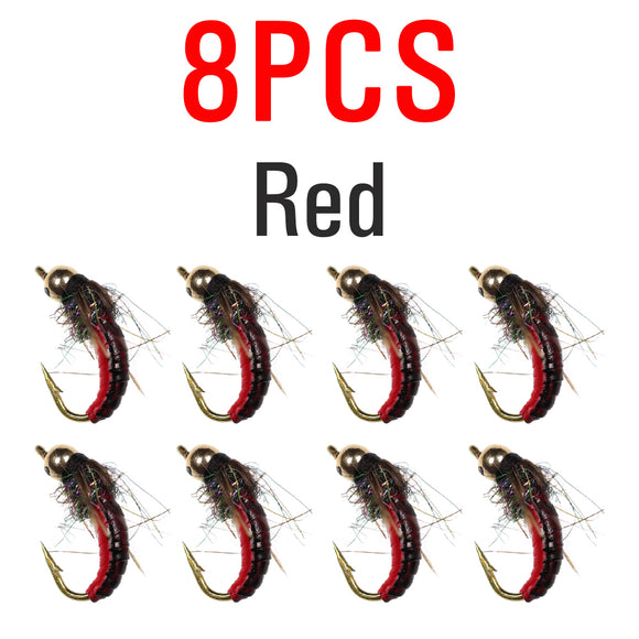 Anzuelo Mosca Ninfa Cabeza de Cobre Ice Silk para Pesca con Mosca