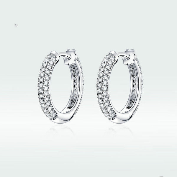 Aretes de Plata Esterlina con Circonita Cúbica - Diseño Clásico Circular S925