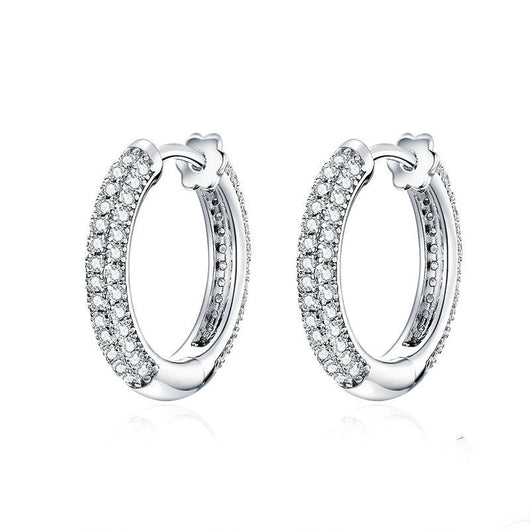 Aretes de Plata Esterlina con Circonita Cúbica - Diseño Clásico Circular S925 - Image 4