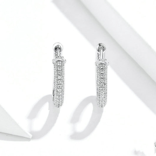 Aretes de Plata Esterlina con Circonita Cúbica - Diseño Clásico Circular S925 - Image 3