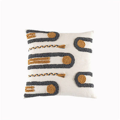 Funda de Cojín Tejida a Mano India, Almohada de Terciopelo Estilo Étnico con Trenzado - Image 14
