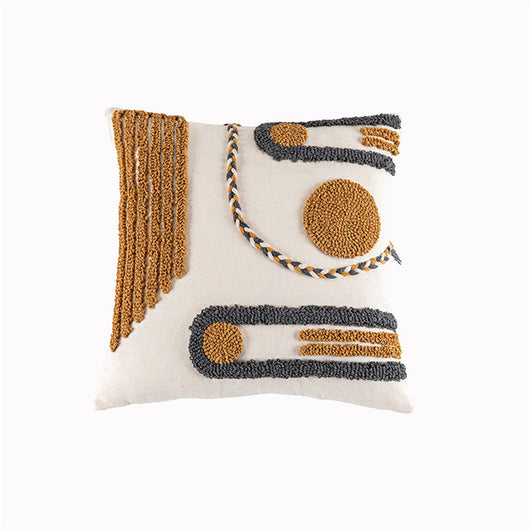 Funda de Cojín Tejida a Mano India, Almohada de Terciopelo Estilo Étnico con Trenzado