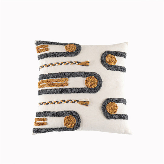 Funda de Cojín Tejida a Mano India, Almohada de Terciopelo Estilo Étnico con Trenzado - Image 7