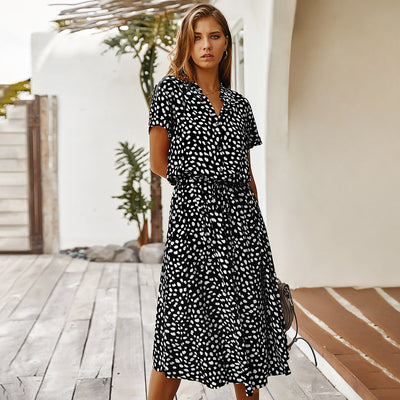Blusa Vestido Corto con Cuello Camisero y Estampado de Lunares - Image 6