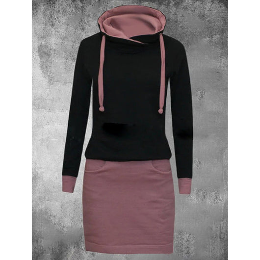 Suéter Chaqueta con Capucha y Cordones - Diseño Bicolor para Otoño e Invierno
