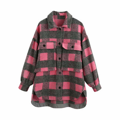 Chaqueta de Lana a Cuadros con Mangas Largas para Mujer - Image 7