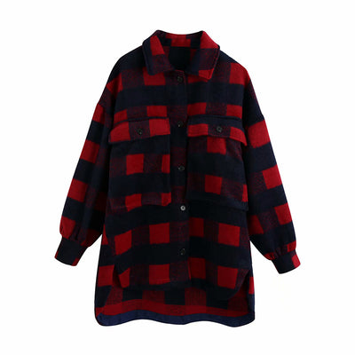 Chaqueta de Lana a Cuadros con Mangas Largas para Mujer - Image 8