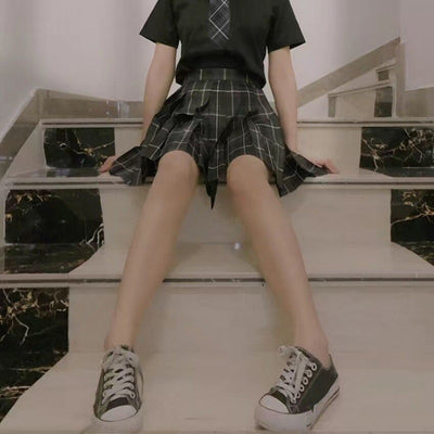 Falda Plisada Uniforme Japonés Cintura Alta con Moño - Image 11