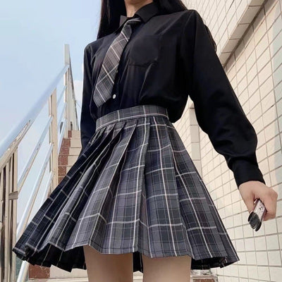 Falda Plisada Uniforme Japonés Cintura Alta con Moño - Image 3