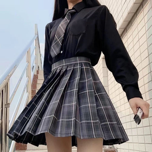 Falda Plisada Uniforme Japonés Cintura Alta con Moño - Image 3