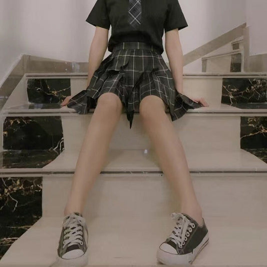 Falda Plisada Uniforme Japonés Cintura Alta con Moño - Image 2