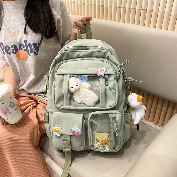 Mochila Escolar Harajuku de Grande Capacidade para Estudantes do Ensino Médio