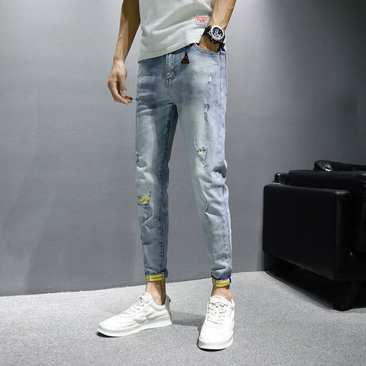 Pantalones Casuales Slim Fit Perforados de 9 Puntos - Image 8