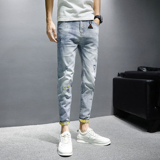 Pantalones Casuales Slim Fit Perforados de 9 Puntos - Image 5