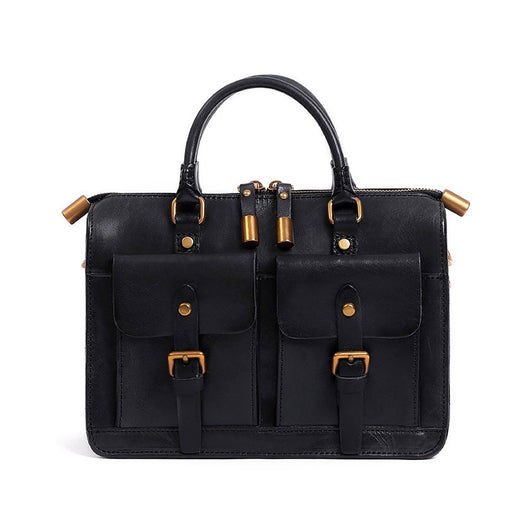 Bolso Mensajero de Cuero Genuino Estilo Retro - Image 12