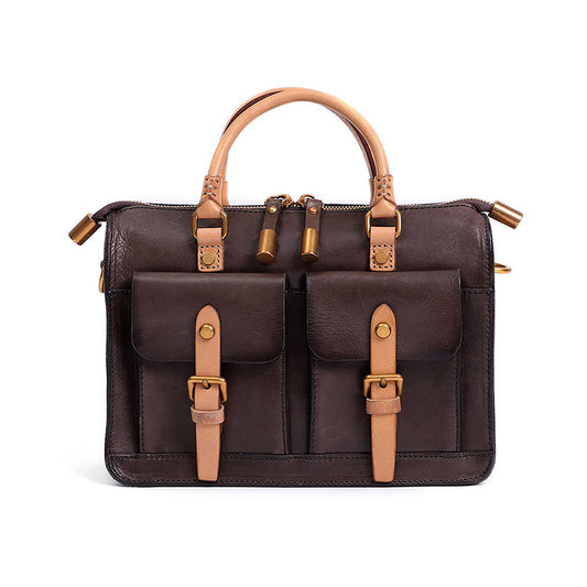 Bolso Mensajero de Cuero Genuino Estilo Retro