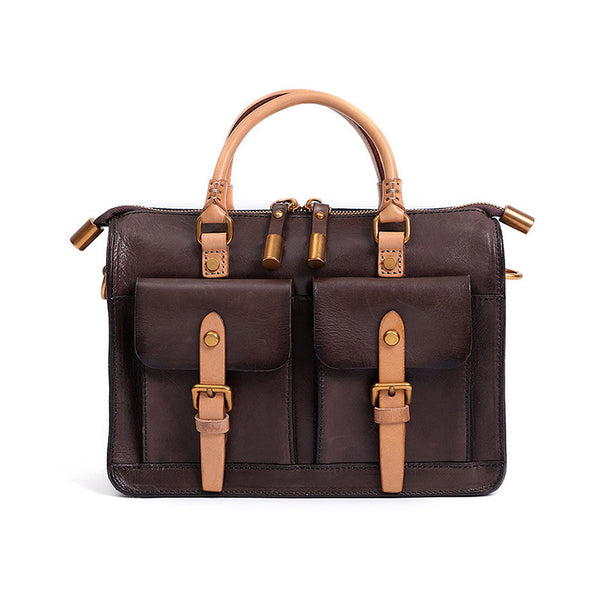 Bolso Mensajero de Cuero Genuino Estilo Retro