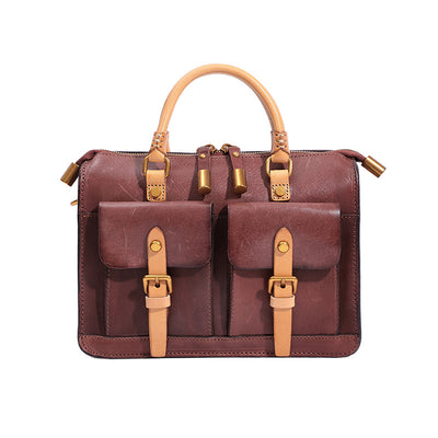 Bolso Mensajero de Cuero Genuino Estilo Retro - Image 8
