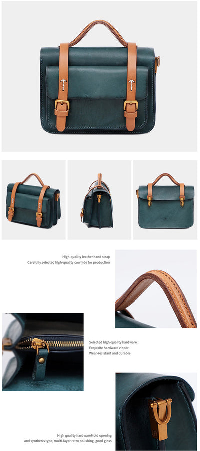 Bolso Crossbody de Cuero Curtido al Vegetal - Bolsa Multifuncional Retro - Image 14