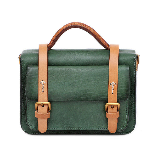 Bolso Crossbody de Cuero Curtido al Vegetal - Bolsa Multifuncional Retro