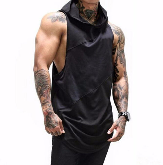 Chaleco Deportivo Hombre Algodón Puro con Capucha - Corte Holgado Musculación