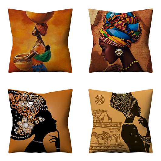 Funda de Almohada Lino Étnico Retro Mujeres Africanas - Image 9