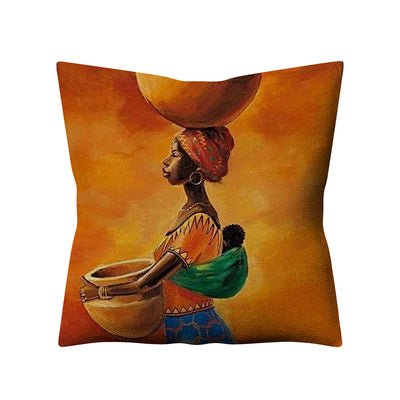 Funda de Almohada Lino Étnico Retro Mujeres Africanas - Image 6