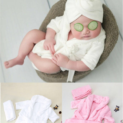Bata de Baño para Bebé Algodón Suave Color Sólido