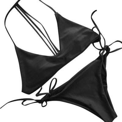Bikini Dividido de Color Sólido para Mujer