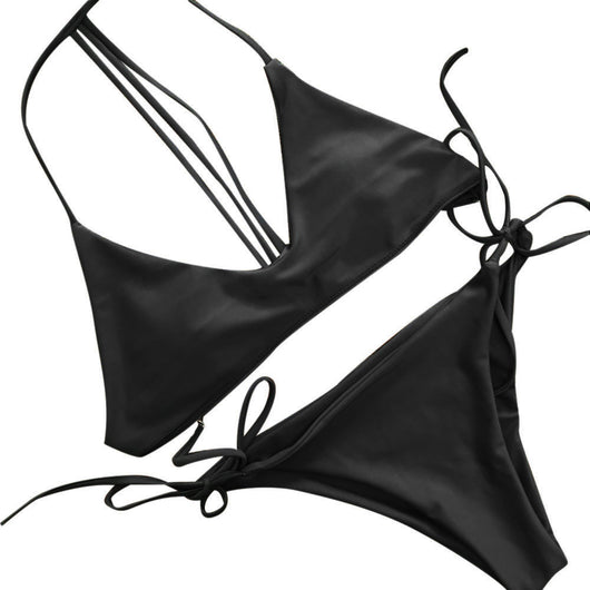 Bikini Dividido de Color Sólido para Mujer