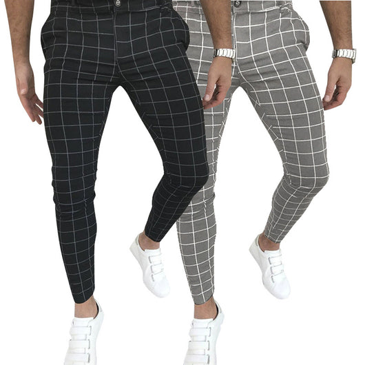 Pantalones Casuales a Cuadros con Cierre de Botones y Cremallera - Image 12
