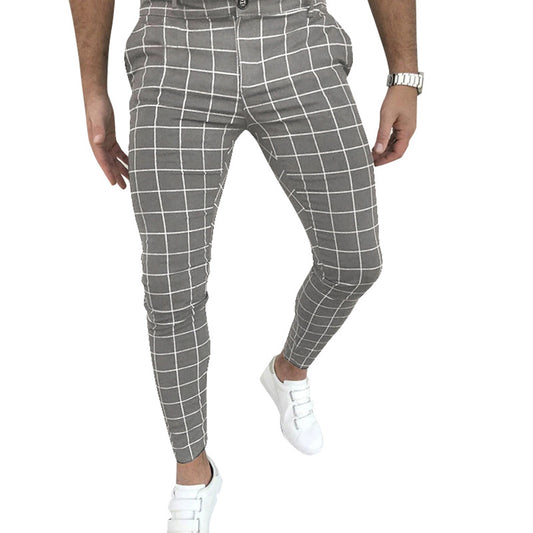 Pantalones Casuales a Cuadros con Cierre de Botones y Cremallera - Image 2