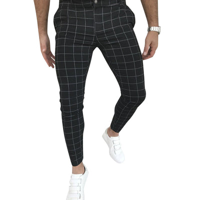 Pantalones Casuales a Cuadros con Cierre de Botones y Cremallera - Image 5