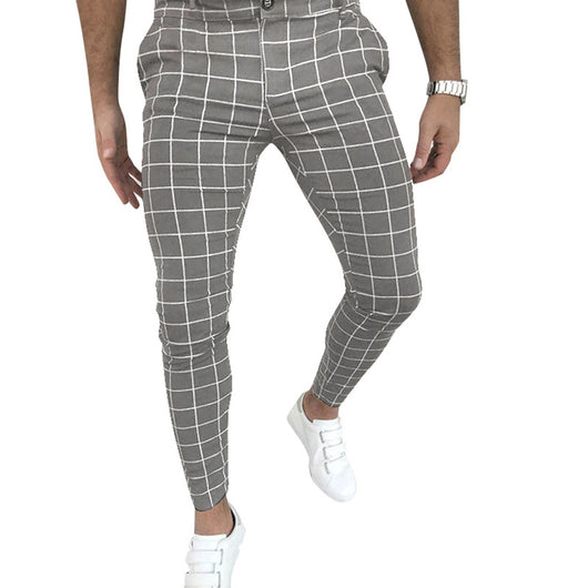 Pantalones Casuales a Cuadros con Cierre de Botones y Cremallera - Image 4