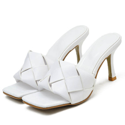 Sandalias de Tacón Alto con Punta Cuadrada y Tejido Personalizado para Mujer - Image 6