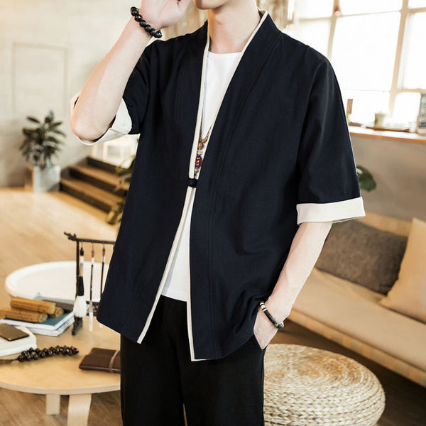 Cardigan Tang Retro de Lino y Algodón con Botones de Disco - Abrigo Holgado Estilo Asiático