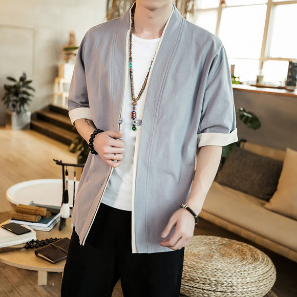 Cardigan Tang Retro de Lino y Algodón con Botones de Disco - Abrigo Holgado Estilo Asiático