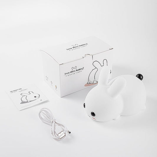 Luz Nocturna Infantil Conejo de Silicona - Suave para los Ojos del Bebé