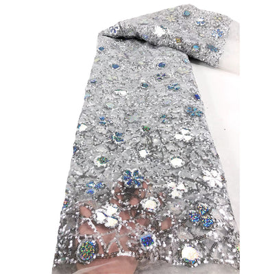 Tela de Encaje Mesh con Lentejuelas y Bordado Floral para Mujer - Image 3