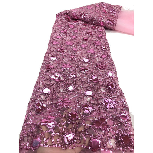 Tela de Encaje Mesh con Lentejuelas y Bordado Floral para Mujer - Image 7