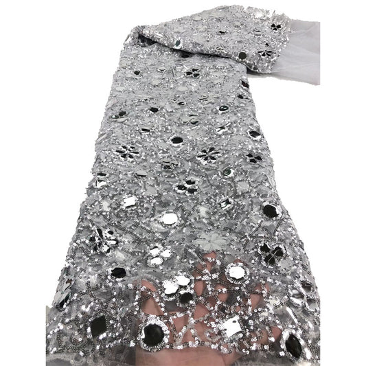 Tela de Encaje Mesh con Lentejuelas y Bordado Floral para Mujer - Image 2