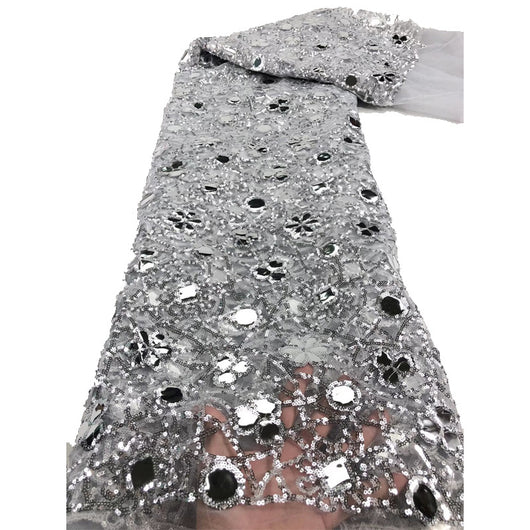 Tela de Encaje Mesh con Lentejuelas y Bordado Floral para Mujer - Image 2