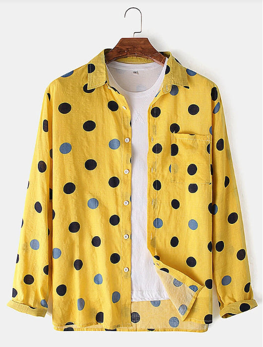 Camisa Casual de Manga Larga con Estampado de Puntos - Image 11