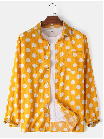 Camisa Casual de Manga Larga con Estampado de Puntos - Image 4