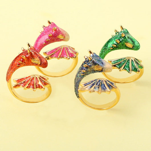 Anillo de Esmalte Serpiente Dragón - Dedo Índice Personalidad Atmosférica