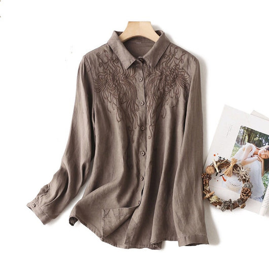 Blusa Suelta con Flores Bordadas Estilo Coreano Talla Grande para Mujer - Image 26